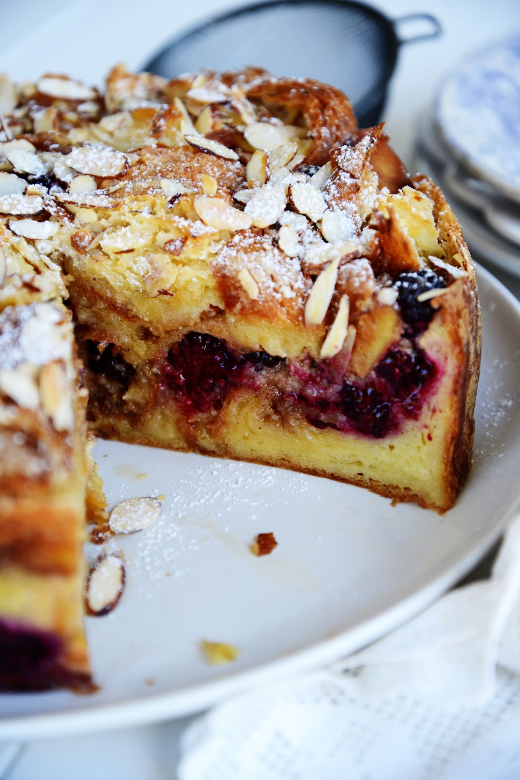French Food Friday...Apple & Blackberry Custard Croissant Cake