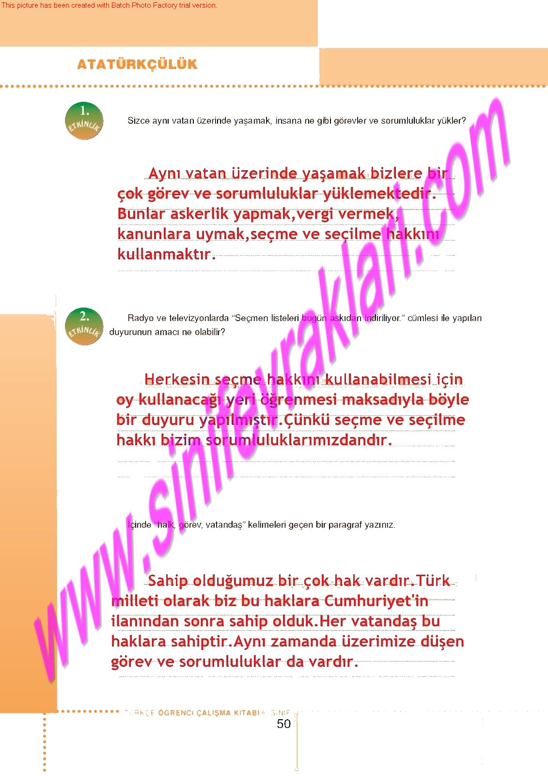 6.Sinif Turkce Doku Yayinlari Ogrenci Calisma Kitabi Sayfa 50 - DERS