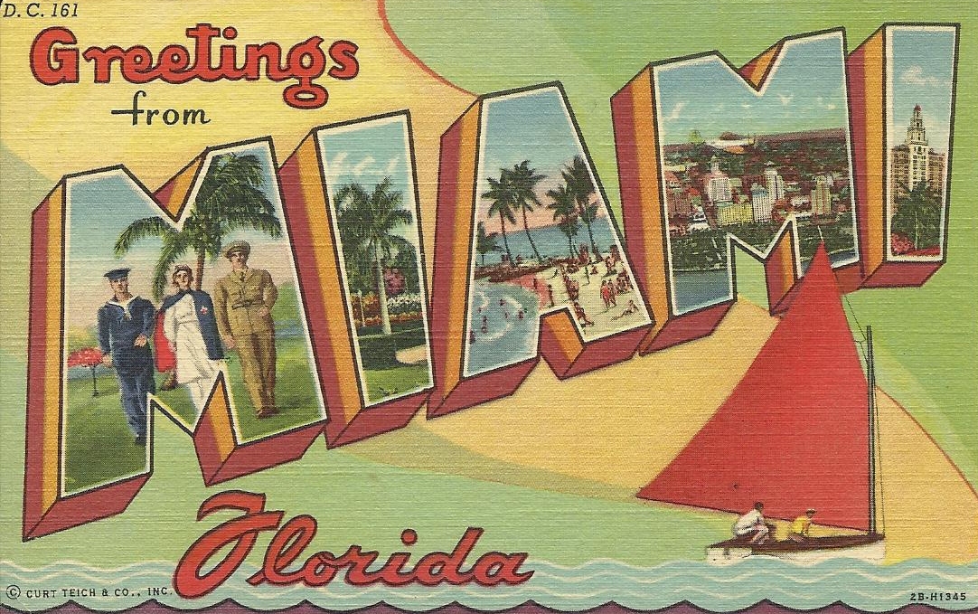 Vintage Travel Postcards Miami, Florida