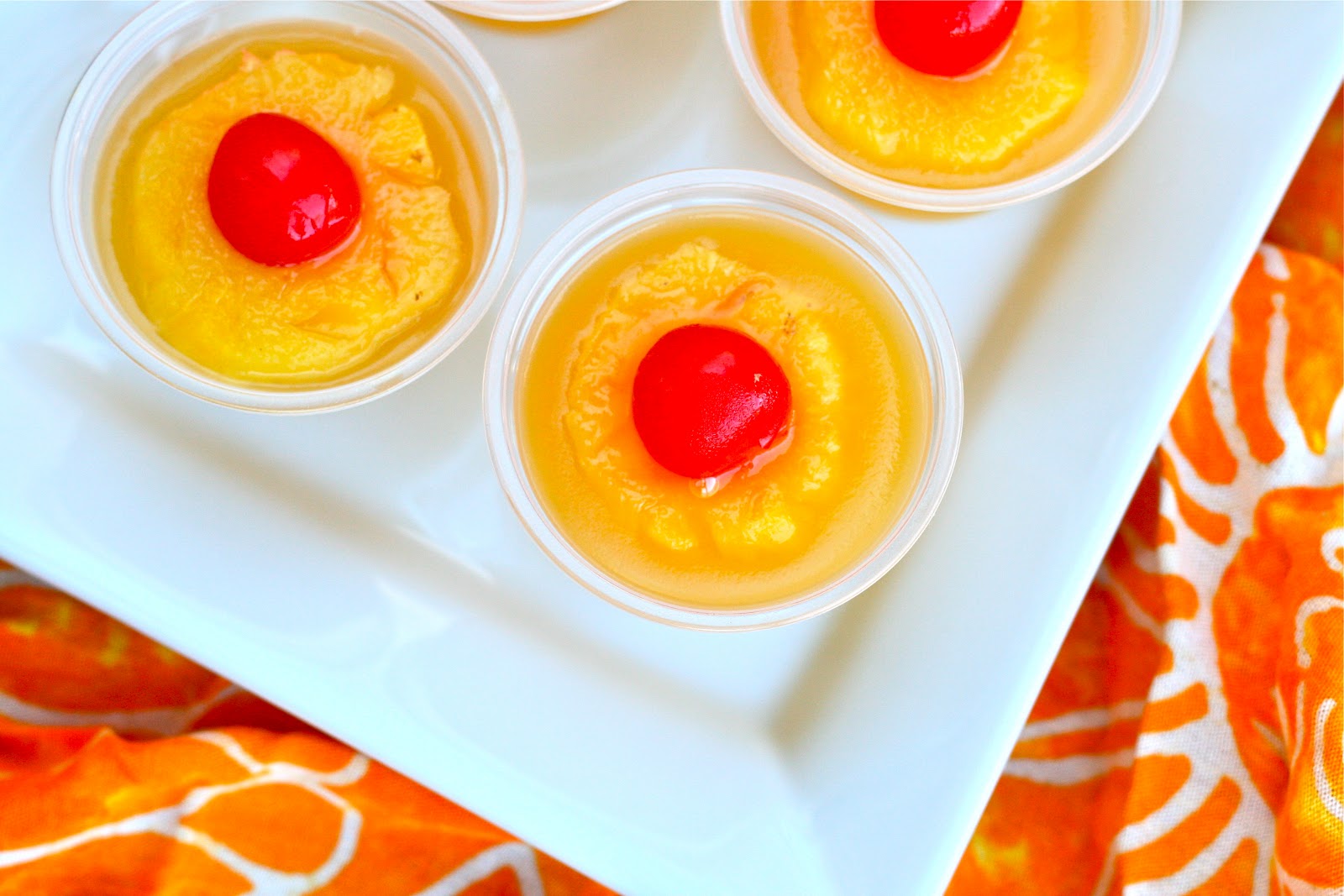 e is for eat U is for Upside Down Cake Jello Shots