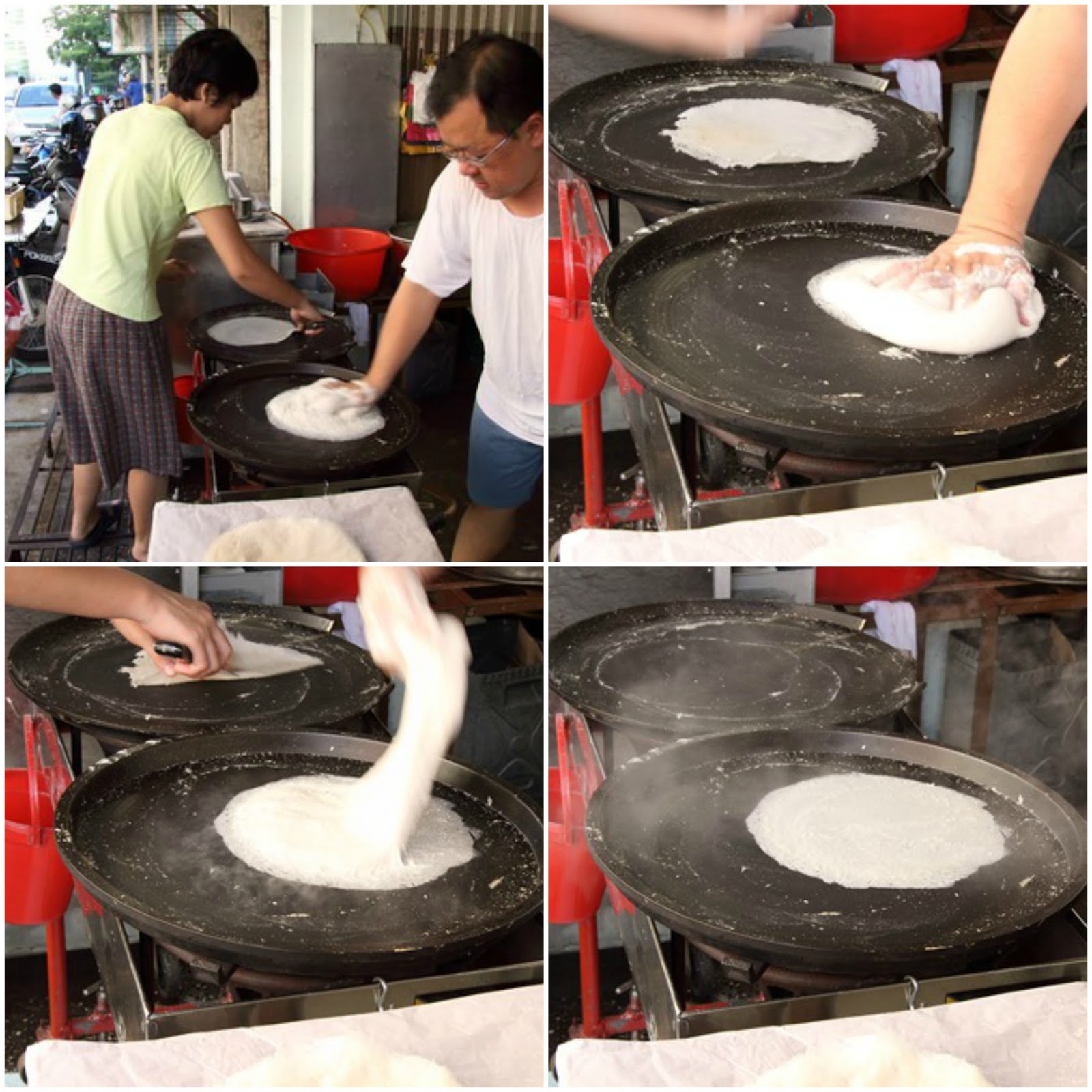 The beautiful art of the Popiah Skin Making in Chowrasta Market, Penang