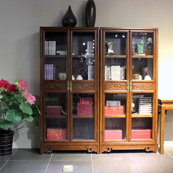 Wooden Bookshelves with Doors