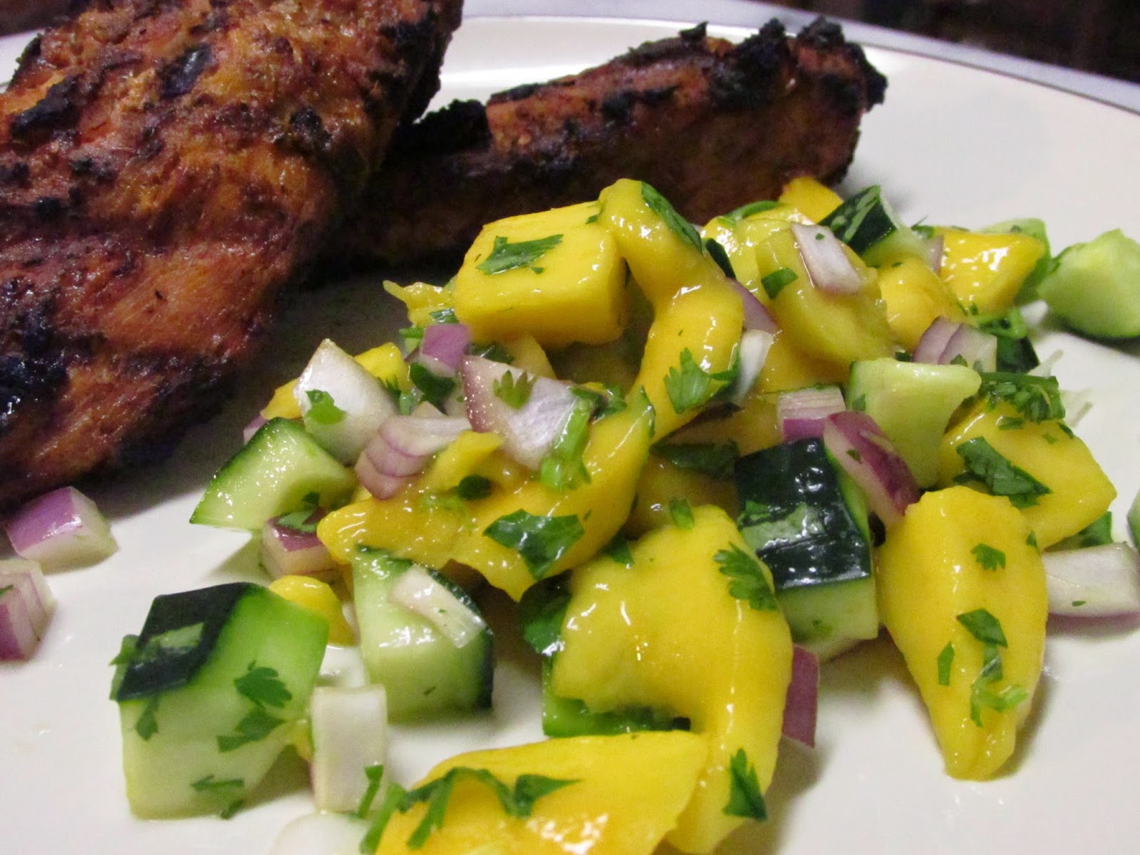 Raving, Hot Cuisine Jamaican Grilled Chicken with Mango Salsa