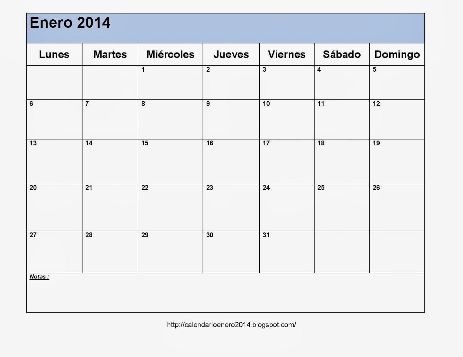 calendarios en blanco