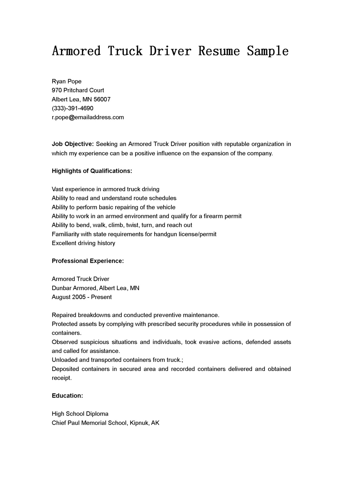 resume Sample Resume For A Driver driver resume objective ninja turtletechrepairs co objective