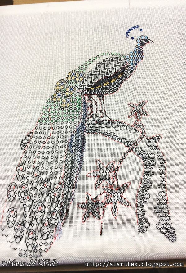Blackwork Embroider-Peackok-4 Blackwork Embroider-Peackok-4