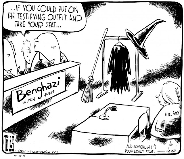 Republican Benghazi Committee to Hillary Clinton, as they indicated a witch's costume:  Could you put it on before the hearing.  It would make things simpler.