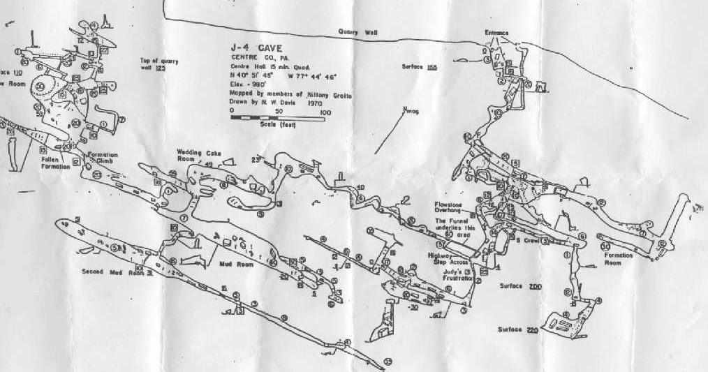 J4 Cave Map in Pleasant Gap, PA