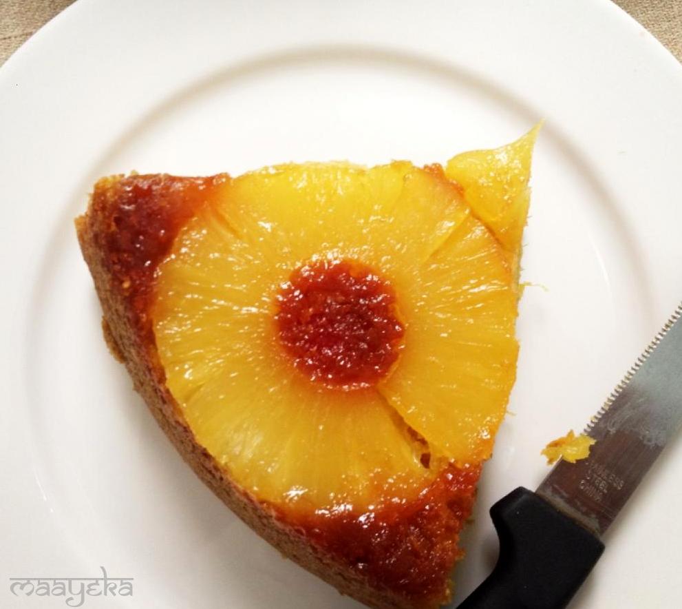 Pineapple Upside Down Cake Eggless » Maayeka