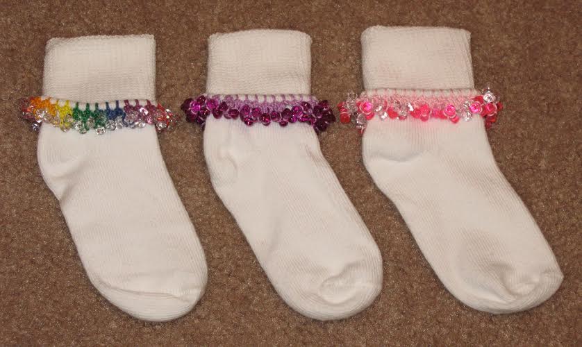 hidden treasures socks with hand crocheted beaded edge for 2 4 4 year old shoe size