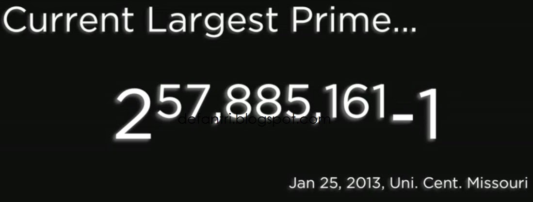  Coba sebutkan bilangan prima yang sangat besar atau bilangan prima terbesar yang kamu ket Perkembangan Bilangan Prima Terbesar