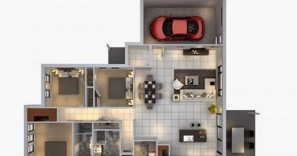 Homesigner Minimalist 3 Bedroom Home Design Layout With Car