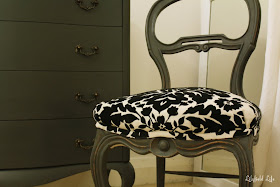 A black damask upholstered chair make over by Lilyfield Life