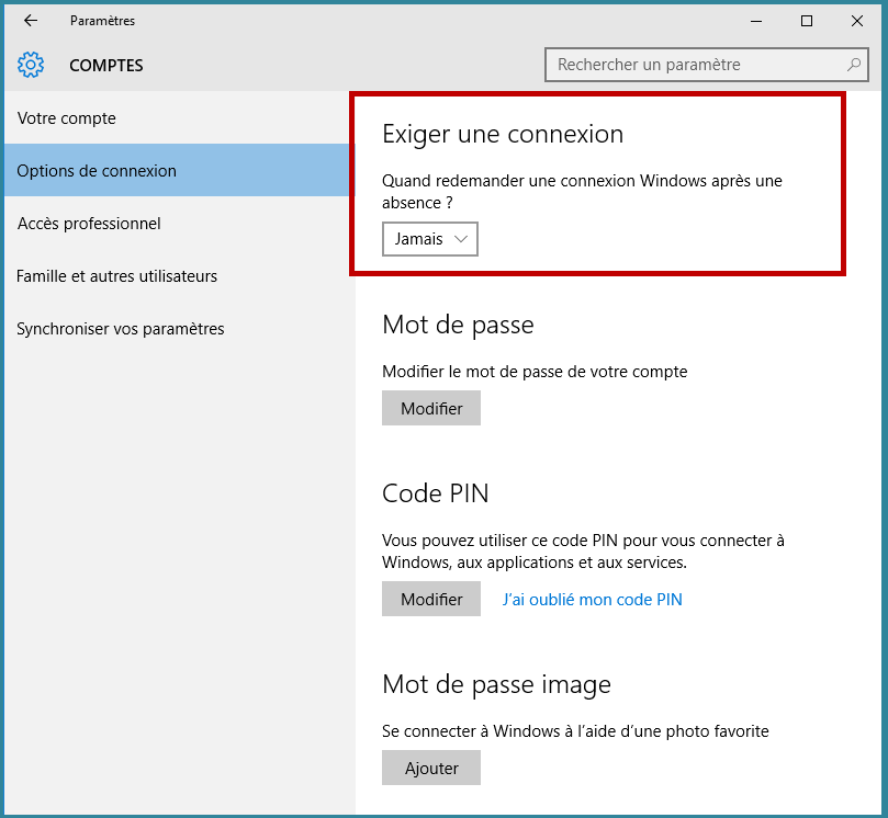 Club Wndows 10 Windows 10 Activer La Demande De Mot De Passe A La Sortie Du Mode Veille