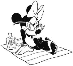 Cartoon Design: Mickey Mouse Coloring Pages : Minnie Mouse Sunbathing On The Beach