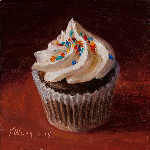 Wang Fine Art a cupcake food daily painting a day small painting original