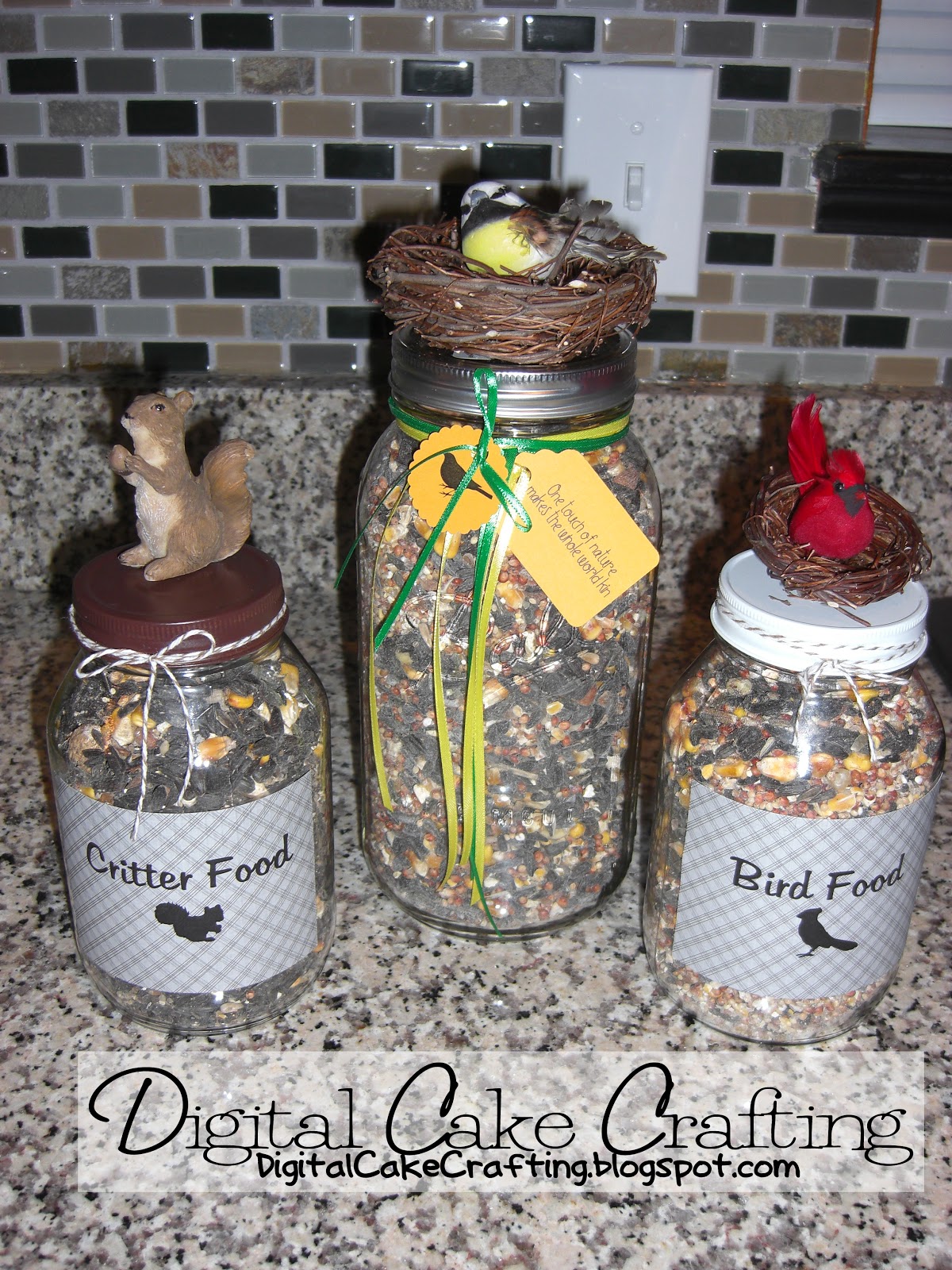 Digital Cake Crafting Bird Seed Gift Jar