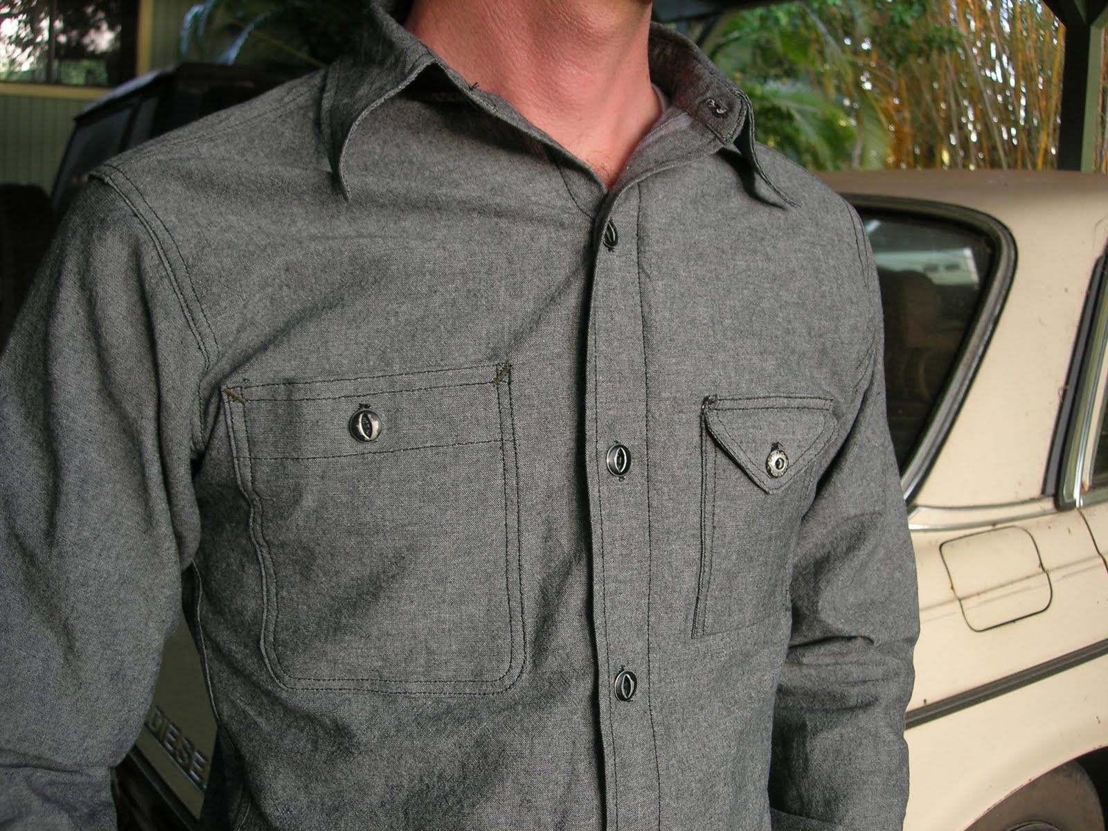 - by BIG YANK size 14 1930/'s  1940/'s charcoal gray CHAMBRAY work shirt small