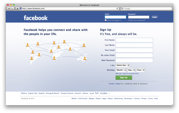 www facebook login in page - Screen Shot. Facebook is again also popular for