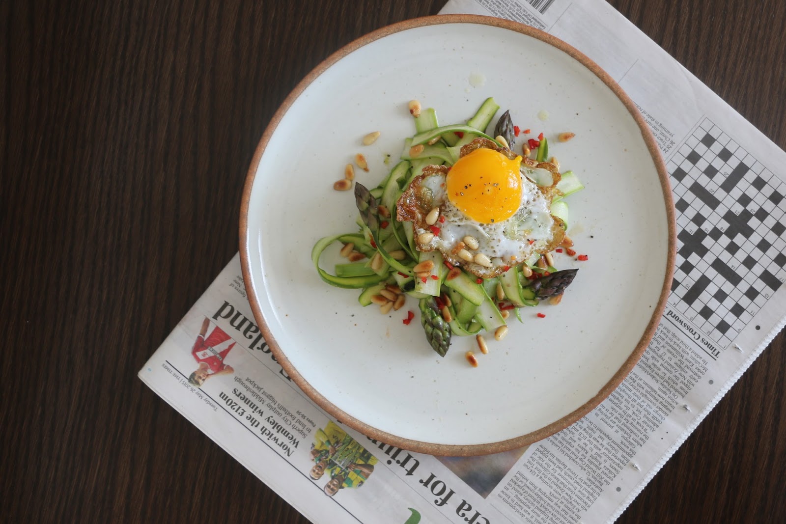 Shaved Asparagus Salad with Crispy Fried Egg