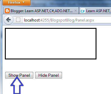 Panel Control is Shown When the Show Panel Button Clicked