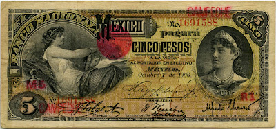 Mexico 5 pesos currency money banknotes