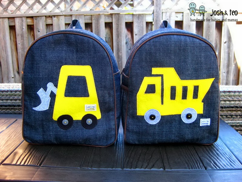 My Handmade Home Yellow Toddler Backpack Dump Truck and Bulldozer So Happy Together...