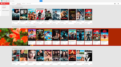 Schermata di Google Play con selezione dei film da noleggiare o acquistare.