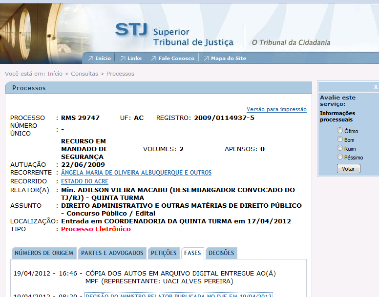 Recurso contra exame psicologico