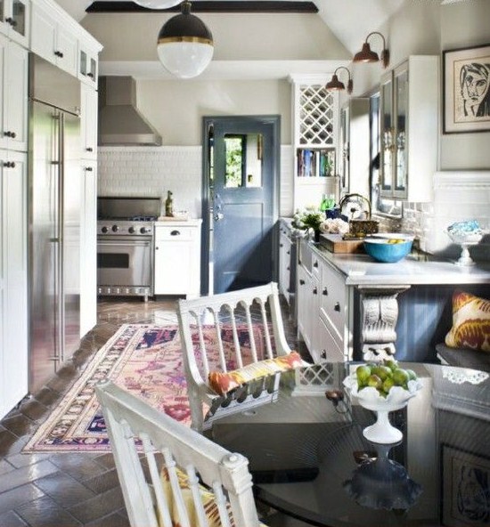 a perfect gray Put a worn oriental rug in your kitchen. Now.