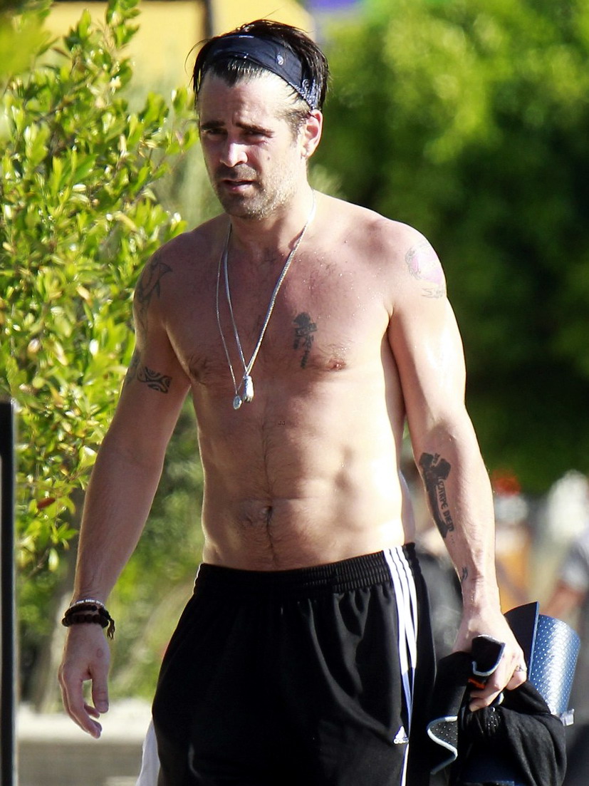 Colin farrell bulged after yoga.