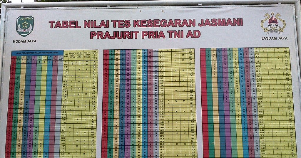Richfister Santo Kusuma P Tobing Tabel Nilai Untuk Jasmani Tni