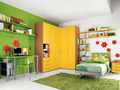 Dormitorio juvenil verde