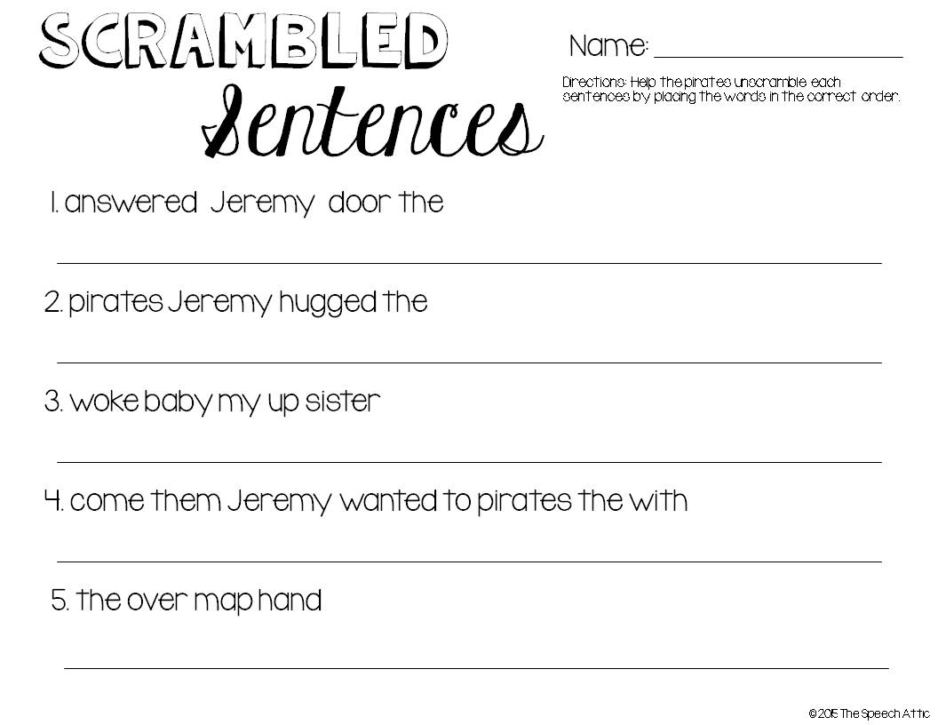 worksheet Sentence Scramble Worksheets the speech attic august 2015 scrambled sentences