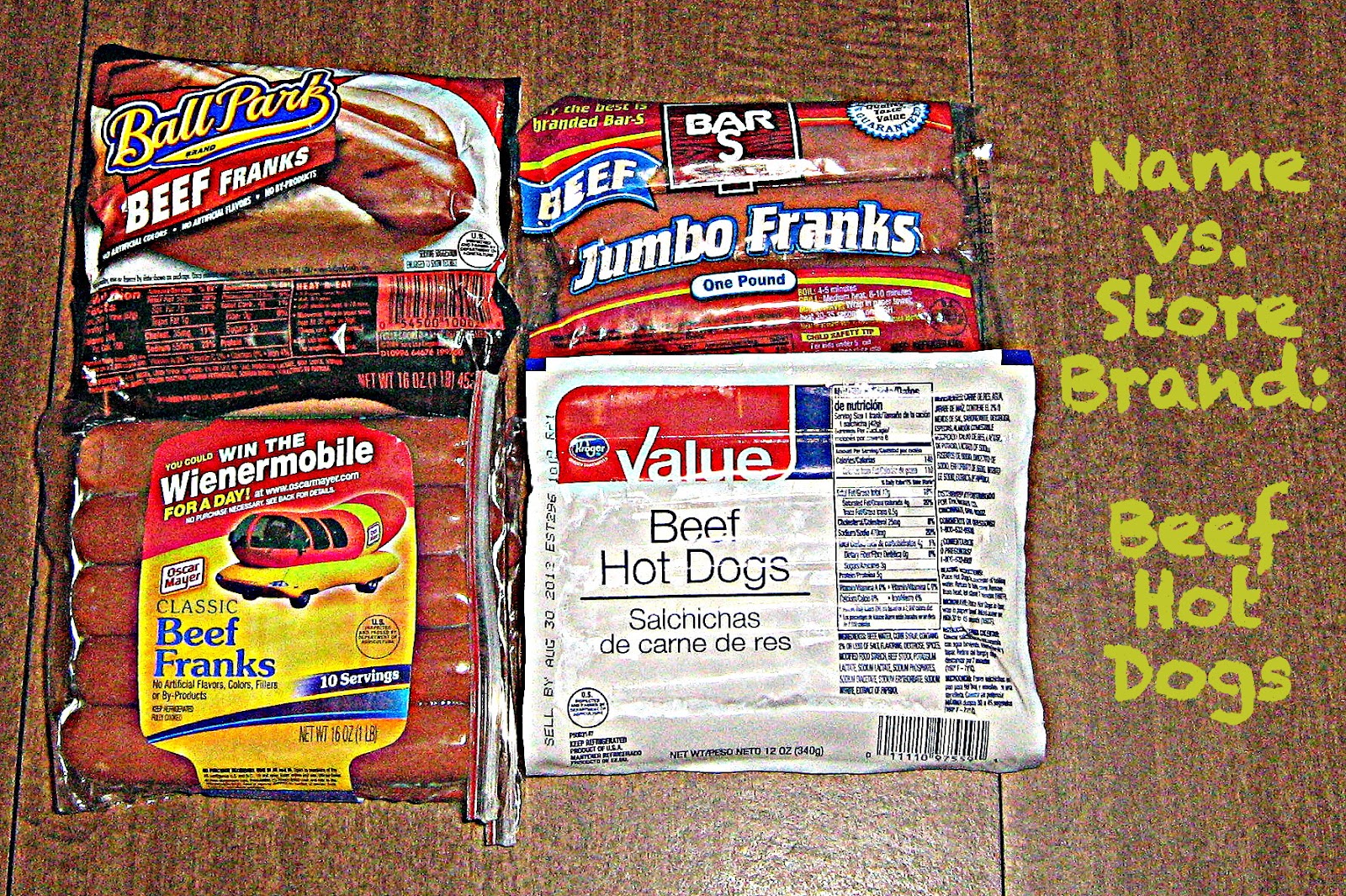 Spendwise Moms Name Brand vs. Store Brand Beef Hot Dogs
