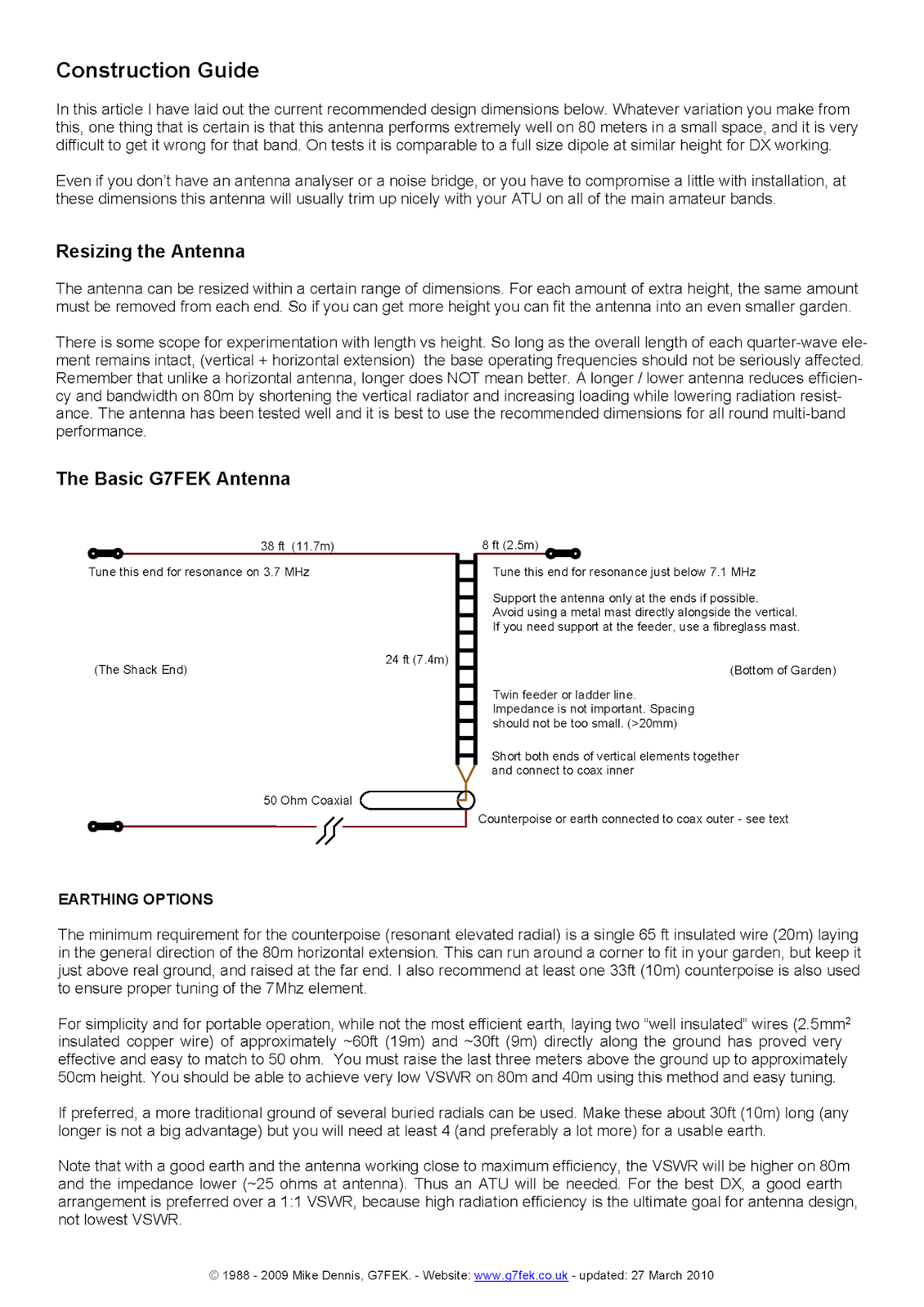 TA5FA G7FEK Limited Space Antenna