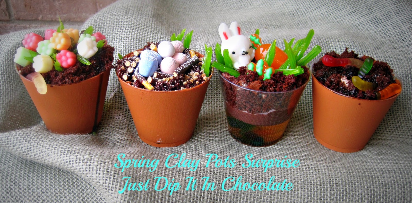 Just Dip It In Chocolate Spring Clay Pots with a Surprise (Dirt Cake)