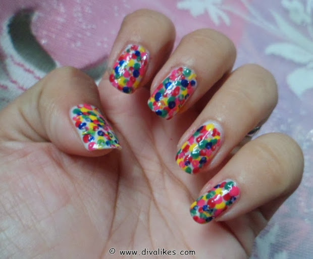 rainbow polka dots nail art tutorial