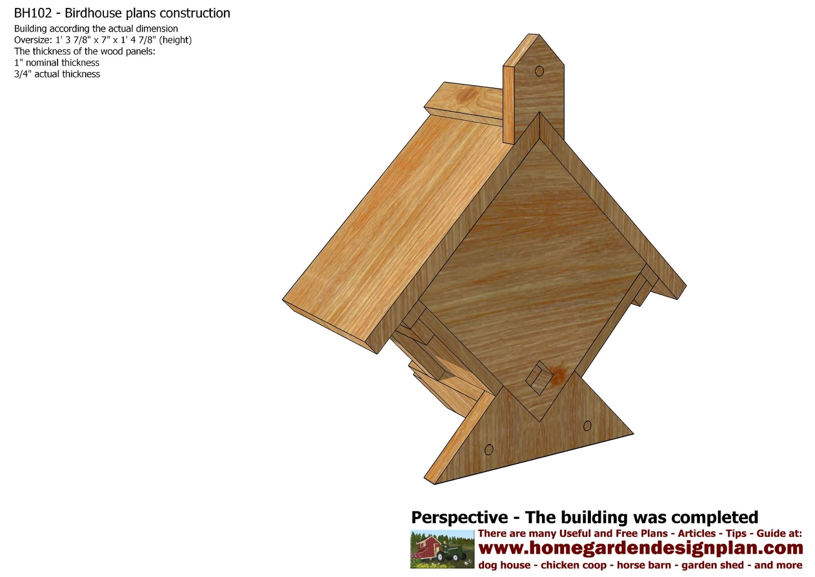 home garden plans BH102 Bird House Plans Construction Bird House