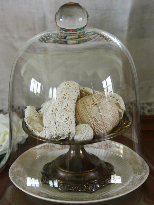 Wild Rose Vintage Glass Cloche