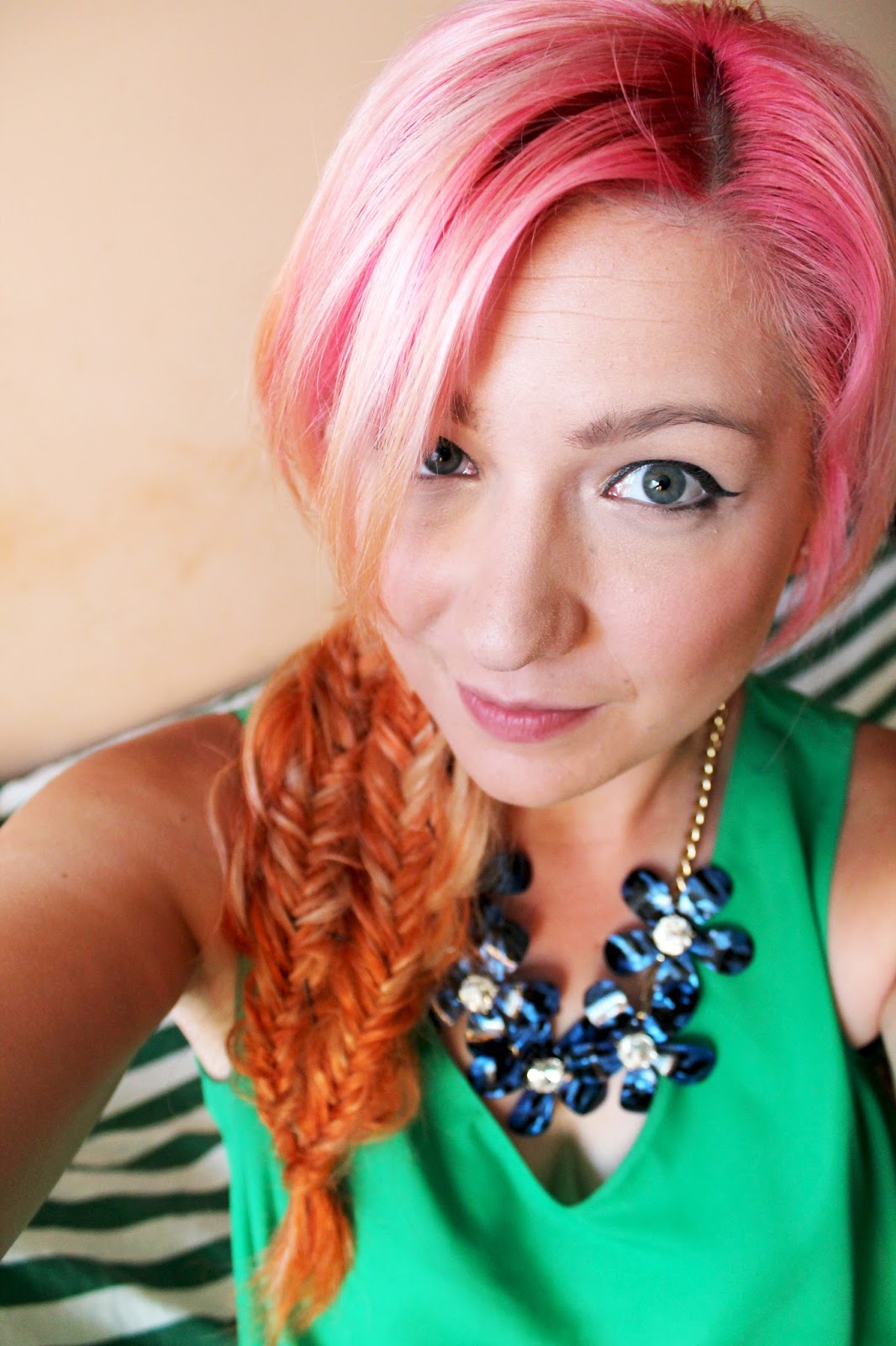 Pink Hair with a Green Top Jersey Girl, Texan Heart