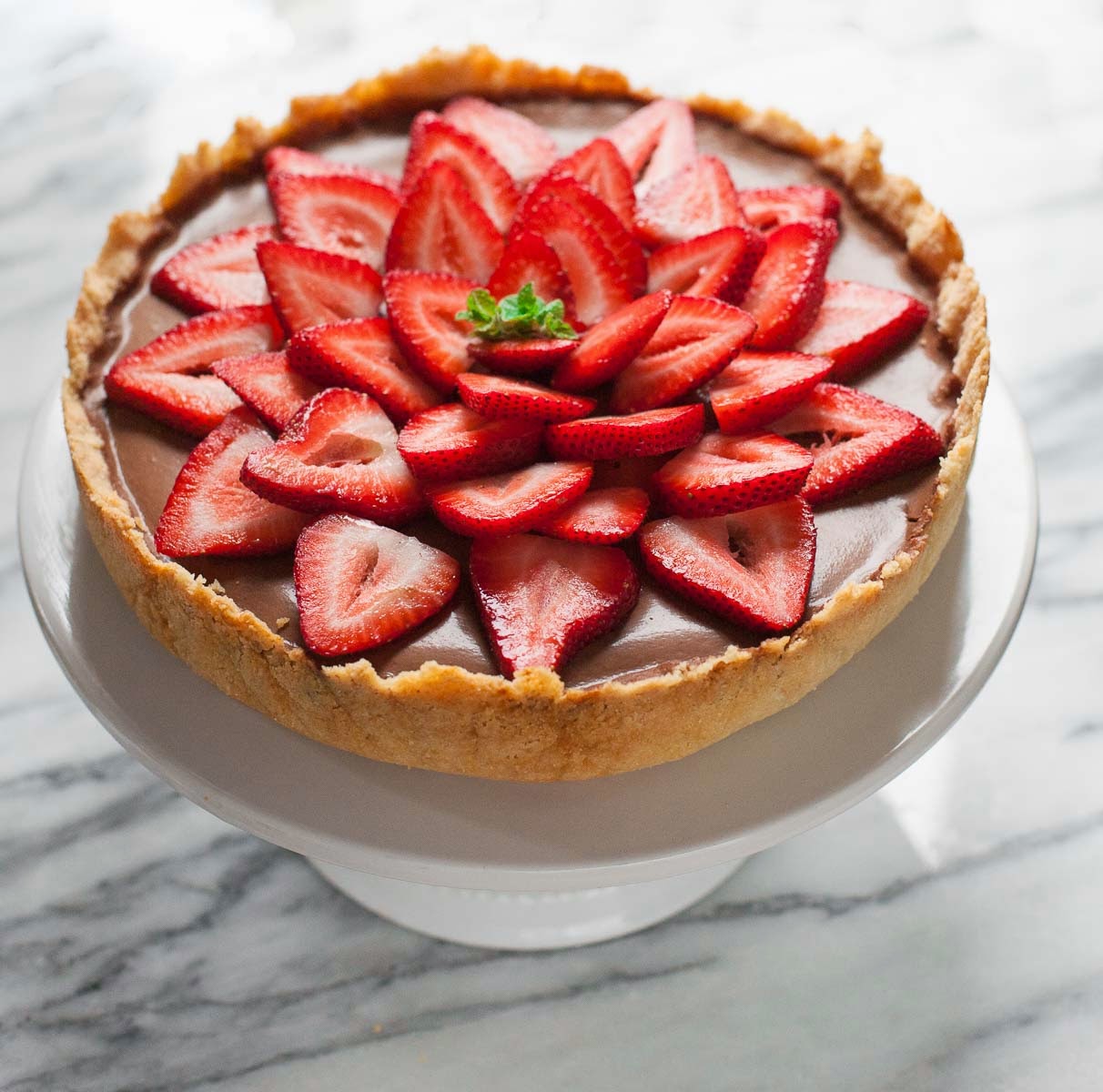Mocha Ricotta Pie with Strawberries (Gluten free, Grain free) | acalculatedwhisk.com