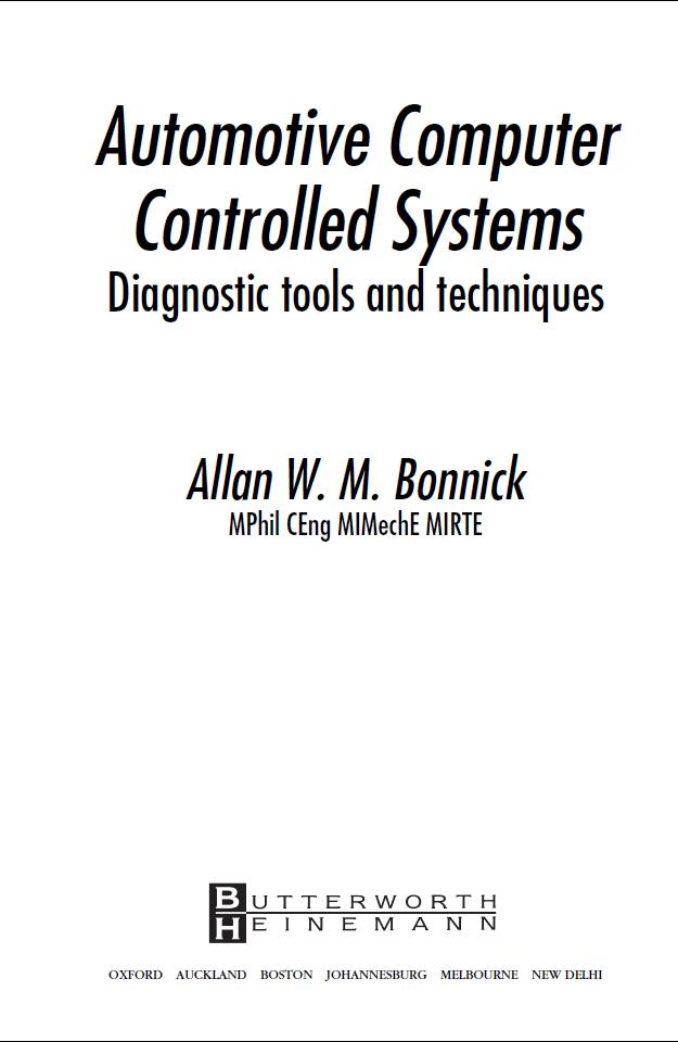 Automotive Computer Controlled Systems - Diagnostic Tools And Technique Author Unknown