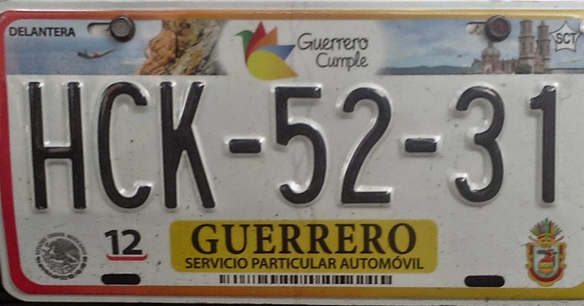 Placas de Autos de México y otras COS999AS Guerrero placa de auto
