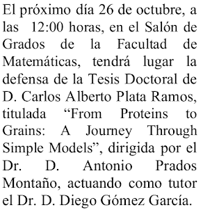 "From Proteins to Grains: A Journey Through Simple Models” Tesis doctoral 26 Oct 12:00