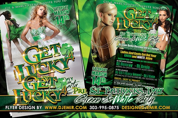 Get Lucky 4 Green & White St Patrick's Day Party Flyer Design Get Lucky 4 Green & White St Patrick's Day Party Flyer Design