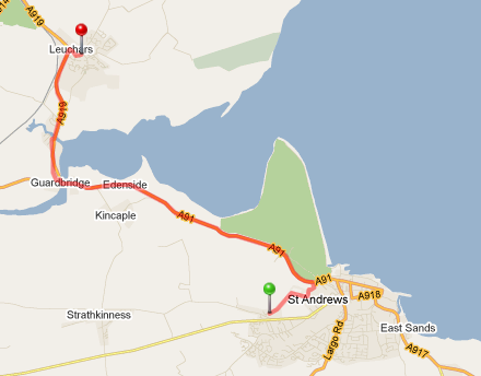 andrews st leuchars route
