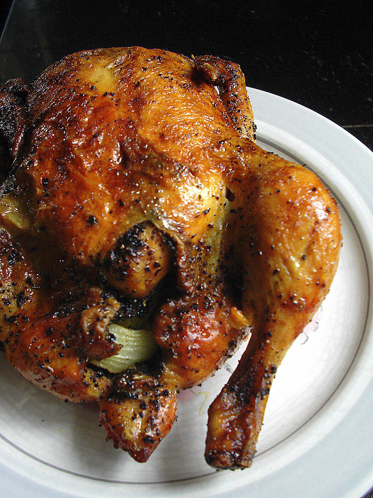 ROASTED CHICKEN WITH ONION GRAVY