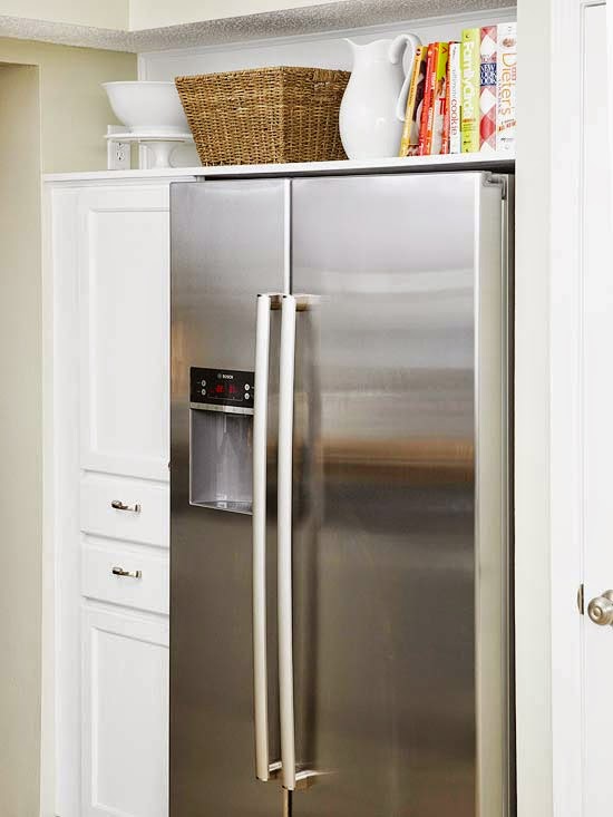 refresheddesigns. maximize the space above the fridge