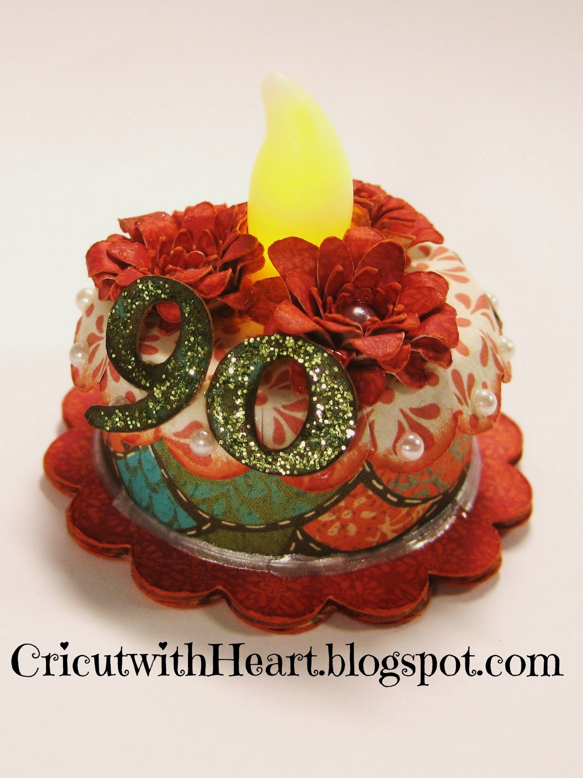 Cricut with Heart Tea Light Birthday Cake